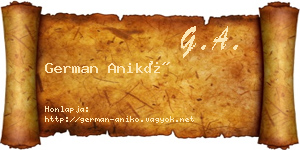 German Anikó névjegykártya